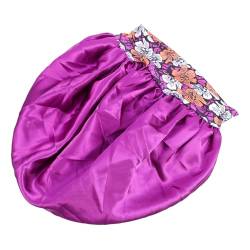 Healvian 2st Duschhaube Aus Satin Turban Haarhaube Aus Seide Damen Nachtmütze Mädchen-hijab Badekappe Für Mädchen Wiederverwendbarer Badehut Kräuseln Frau Haarmaske Polyester Böhmen Violett von Healvian