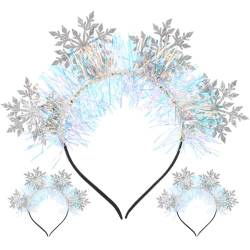 Healvian 3 Stück Schneeflocken-Stirnband Glitzer-Schneeflocken-Stirnband Fascinator-Haar-Kopfschmuck Weihnachts-Stirnbänder Für Frauen von Healvian