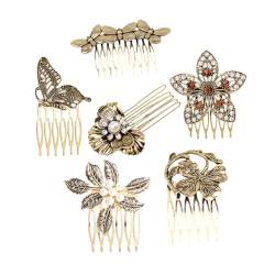 Healvian 6 Stück Vintage Haarschmuck Mädchen Kopfschmuck Kopfbedeckungen Für Frauen Dekorative Haarkämme Haarkämme Für Frauen Dekorative Haaraccessoires Für Mädchen Haar Seitenkamm von Healvian