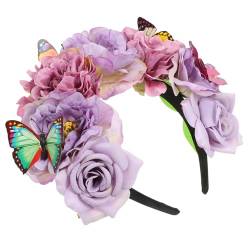 Healvian Künstliches Blumen Stirnband Gothic Dekorationen Abschlussball Kopfschmuck Schmetterlings Stirnband Halloween Haarschmuck Abschlussball Stirnbänder Für Frauen Schmetterlings von Healvian