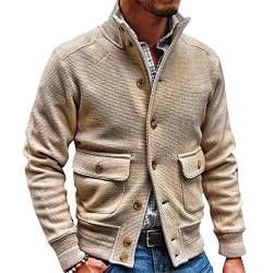 Hearda Herren Strickjacke mit Knopfleiste, Herbst & Winter V Ausschnitt Warme Gestrickt Cardigan Langen Ärmeln Strickmantel Moderne Wintermantel für Männer von Hearda