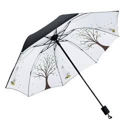 Hearda Regenschirm Manuell, 8 Rippen Taschenschirm Sturmfest Leicht Regenschirm Kompakt Schnelltrockend, Schützt vor Regen und Sonne, für Kinder Männer Frauen, Reise, Im Freien (Baum) von Hearda