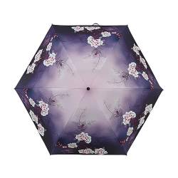 Hearda Regenschirm Manuell, Blume Muster 6 Rippen Taschenschirm Sturmfest Leicht Regenschirm Kompakt Schnelltrockend, Schützt vor Regen und Sonne, für Kinder Männer Frauen (Gradientenfarbe) von Hearda