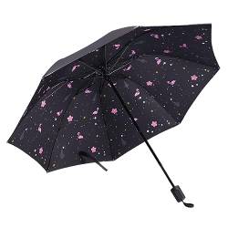 Hearda Regenschirm Manuell, Flamingo Muster 8 Rippen Taschenschirm Sturmfest Regenschirm Kompakt Schnelltrockend, Schützt vor Regen und Sonne, für Kinder Männer Frauen, Reise (Rosa Flamingo) von Hearda