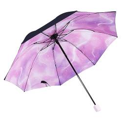 Hearda Regenschirm Manuell, Sternenhimmel Muster 8 Rippen Taschenschirm Sturmfest Regenschirm Kompakt Schnelltrockend, Schützt vor Regen und Sonne, für Kinder Männer Frauen (Interstellar) von Hearda