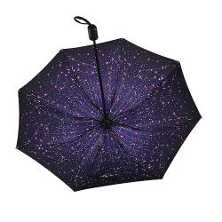 Hearda Regenschirm Manuell, Sternenhimmel Muster 8 Rippen Taschenschirm Sturmfest Regenschirm Kompakt Schnelltrockend, Schützt vor Regen und Sonne, für Kinder Männer Frauen (Sternenklarer Himmel) von Hearda