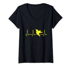 Damen Herzschlag Kolibri T-Shirt mit V-Ausschnitt von Heartbeat Grafik Geschenke Damen Herren Kinder
