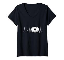 Herzschlag Donut T-Shirt mit V-Ausschnitt von Heartbeat Grafik Geschenke Damen Herren Kinder