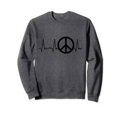 Herzschlag Friedenszeichen Peace Sweatshirt von Heartbeat Grafik Geschenke Damen Herren Kinder