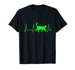 Herzschlag Katze T-Shirt von Heartbeat Grafik Geschenke Damen Herren Kinder