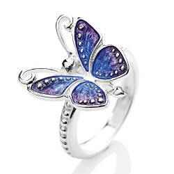 Heartbreaker Schmetterling Ring in Echtsilber | Kollektion Flying Purple | Schmetterlingring aus 925 Sterlingsilber | Niedlicher Ring für Damen von Heartbreaker