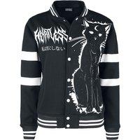 Heartless - Gothic Collegejacke - Moon Kitty Varsity - XL bis 4XL - für Damen - Größe 4XL - schwarz/weiß von Heartless