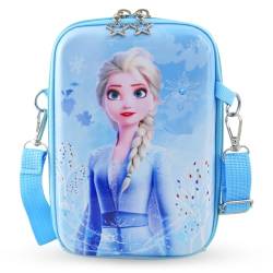 Heartsking Blue Kinderhandtasche, Elsa Tasche Frozen Schultertasche Umhängetasche Mädchen Eiskönigin Geschenke Girl Prinzessin Schulrucksack mit Verstellbarem Gurt für Mädchendekoration von Heartsking