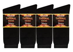 Heat Stoke® ️Thermosocken Schwarz 12 Stück für Herren Dicke Warme Socken Herren 6-11 Winter Weiche Walking Wandersocken Herren Strapazierfähige Gemütliche Stiefelsocken für kaltes Wetter, Schwarz von Heat Stoke