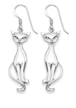 925 Sterling Silber Katze Tropfen Ohrringe - size - 22mm Geschenkbox von Heather Needham Silver