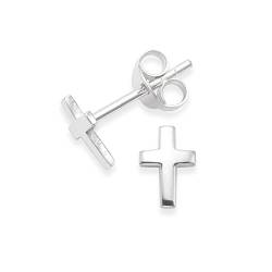 Heather Needham Silver Kreuz-Ohrstecker Sterling-Silber – Größe: 7 mm x 5 mm x 0,8 mm, klein und diskret, Geschenkbox von Heather Needham Silver