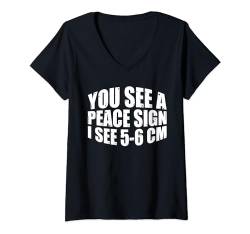 Damen You See A Peace Sign, I See 5-6 Cm --- T-Shirt mit V-Ausschnitt von Hebamme FH