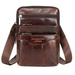 Hebetag Leder Business Messenger Bag Schultertasche für Männer Reisen Outdoor Umhängetaschen Aktentasche Brieftasche Brieftasche Geldbörse Casual Daypack Kaffee von Hebetag
