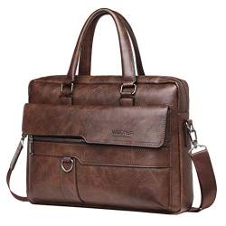 Leder Business Messenger Bag Schulter Handtasche für Männer Reisen Outdoor Umhängetaschen Aktentasche Brieftasche Brieftasche Geldbörse Casual Daypack Deep Brown von Hebetag