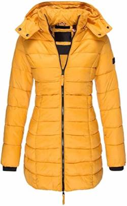 Hebezn Damen Winterjacke Damen Leicht, Parka Jacke Daunenmantel Kapuze Für Outdoor, Walking (Color : Yellow, Size : L) von Hebezn