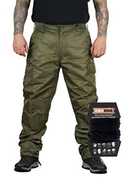 Herren Regenhose Thermohose Schneehose Outdoor Hose inkl. MF Tuch, Oliv, Größe 4XL von Hedgemoor