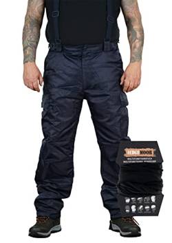 Herren Regenhose mit Hosenträgern Thermohose Schneehose Outdoor Hose inkl. MF Tuch, Navy, Größe 5XL von Hedgemoor