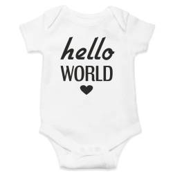 Hello World Design 2 -%100 Cotton Baby Body Suits - Express Shipping (0-3 Months Kids EU (62 cm)) von Hediyenza