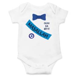 Mavi Papyon Maşallah Design -%100 Cotton Baby Body Suits - Express Shipping (9-12 Months Kids EU (80 cm)) von Hediyenza