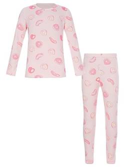 Hedmy Jungen Mädchen Thermounterwäsche Set Thermo Rundhals Unterhemd + Hose Skiunterwäsche Funktionsunterwäsche für Kinder Rosa Pfirsich 122-128 von Hedmy