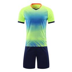 Hedmy Kinder Trainingsanzug Jungen Sportanzug Kurzarm T-Shirt mit Shorts Jogginganzug Fußball Basketball Sportkleidung 5-14 Jahre Leuchtend Grün 146-152 von Hedmy