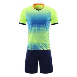 Hedmy Kinder Trainingsanzug Jungen Sportanzug Kurzarm T-Shirt mit Shorts Jogginganzug Fußball Basketball Sportkleidung 5-14 Jahre Leuchtend Grün 158-164 von Hedmy