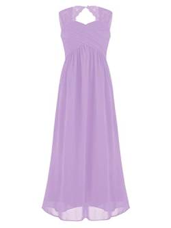 Hedmy Mädchen Kleid Festlich Elegant Blumenmädchen Kleid Hochzeit Party Brautjungfer Kleid Ballkleid Abendkleid Gr. 104-176 Lavender 164 von Hedmy