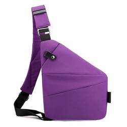 Wander Plus Anti-Diebstahl-Reisetasche, wasserdichte Reisetasche, schlanke Umhängetasche, lässiger Rucksack, Brusttaschen für Herren, Reisen, Outdoor, Sport, violett, 31*20*23*1.5cm von HeeDz