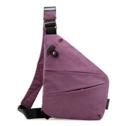 Wander Plus Anti-Diebstahl-Reisetasche, wasserdichte Reisetasche, schlanke Umhängetasche, lässiger Rucksack, Brusttaschen für Herren, Reisen, Outdoor, Sport, violett, 31*20*23*1.5cm von HeeDz