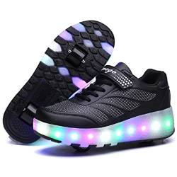 Heelystong Junge Mädchen Schuhe Kinderschuhe mit Rollen LED Leuchtend Doppelrad schuheltraleicht Outdoor Schuhe 7 Farbe Farbwechsel Rädern Gymnastik Blinkend Sneaker von Heelystong