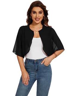 Heersan Chiffon Damen Bolero Festlich Kurze Elegante Bolerojacke 3/4 Ärmel Leichte Strickjacke Sommer Kurze Cardigan Frauen Bolero Schulterjacke Perfekt für Urlaub und Alltag von Heersan