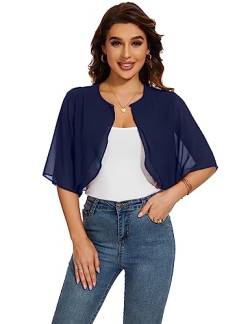 Heersan Chiffon Damen Bolero Festlich Kurze Elegante Bolerojacke 3/4 Ärmel Leichte Strickjacke Sommer Kurze Cardigan Frauen Bolero Schulterjacke Perfekt für Urlaub und Alltag von Heersan