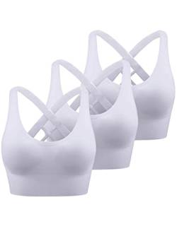 Heersan Damen Sport BH Yoga Bra mit Gepolstert Bustier Damen Tank Top BH Ohne Bügel für Sportarten mit Mittlerer Belastbarkeit Rücken Verkreuzt Sport-BHS Top für Fitness Lauf Joggen Yoga von Heersan