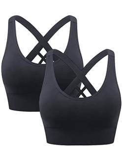 Heersan Damen Sport BH Yoga Bra mit Gepolstert Bustier Damen Tank Top BH Ohne Bügel für Sportarten mit Mittlerer Belastbarkeit Rücken Verkreuzt Sport-BHS Top für Fitness Lauf Joggen Yoga von Heersan