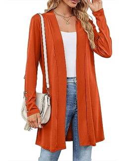 Lange Ärmel Strickjacke Damen Lang Elegant Cardigan Vorne Offen Solid Leicht Gestrickt Blazer Lange Freizeitjacke Festlich Strickmantel S-XXL von Heersan