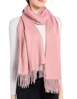 Schal Damen Rosa Schasls mit Quasten/Fransen, Kuschelige Warme Elegante Schals Einfarbig Schals Pashmina für Damen Herbst Winter 200 x 68cm Kaschmir Gefühl von Heersan