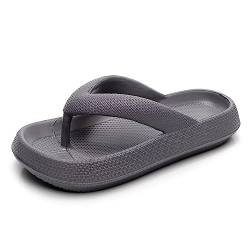 Heflashor Badeschuhe Herren Damen Cloudyzz Schlappen Wolke Hausschuhe Sommer Flip Flops rutschfeste Pantoletten Badelatschen,Grau,41/42 EU von Heflashor