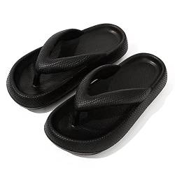 Heflashor Badeschuhe Herren Damen Cloudyzz Schlappen Wolke Hausschuhe Sommer Flip Flops rutschfeste Pantoletten Badelatschen,Schwarz,43/44 EU von Heflashor