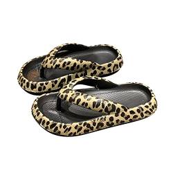 Heflashor Badeschuhe Herren Damen Cloudyzz Schlappen Wolke Hausschuhe Sommer Flip Flops rutschfeste Pantoletten Badelatschen,Schwarz Leopardenmuster,41/42 EU von Heflashor