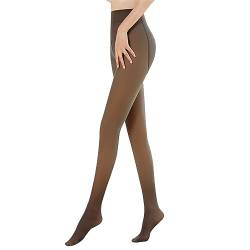 Heflashor Thermo Strumpfhosen Damen Winter Fleece Gefütterte Thermostrumpfhose Bauchweg Warm Leggings Gefälschte Durchscheinend Pantyhose,1 PC Kaffee,L/XL von Heflashor