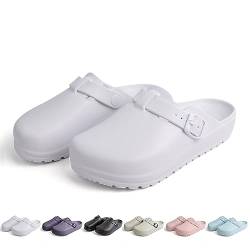 Heflashor Unisex Clogs Pantoletten Wolke Hausschuhe Weich Eva Gartenschuhe Sommer Gartenclogs Atmungsaktiv rutschfest Strand Sandalen,Weiß,40 EU von Heflashor