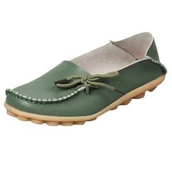 Heheja Damen Freizeit Flache Schuhe Low-top Mokassin Loafers Erbsenschuhe Armee Grün Asia 39 (24.5cm) von Heheja