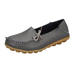 Heheja Damen Freizeit Flache Schuhe Low-top Mokassin Loafers Erbsenschuhe Grau Asia 43 (26.5cm) von Heheja