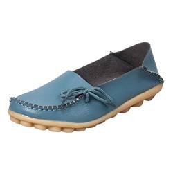 Heheja Damen Freizeit Flache Schuhe Low-top Mokassin Loafers Erbsenschuhe Hell Blau Asia 38 (24cm) von Heheja