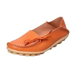 Heheja Damen Freizeit Flache Schuhe Low-top Mokassin Loafers Erbsenschuhe Orange Asia 39 (24.5cm) von Heheja